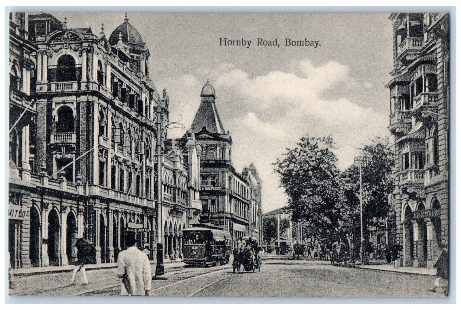 c1910\'s Hornby Road Buildings Trolley Bombay Mumbai Indian Antique Postcard