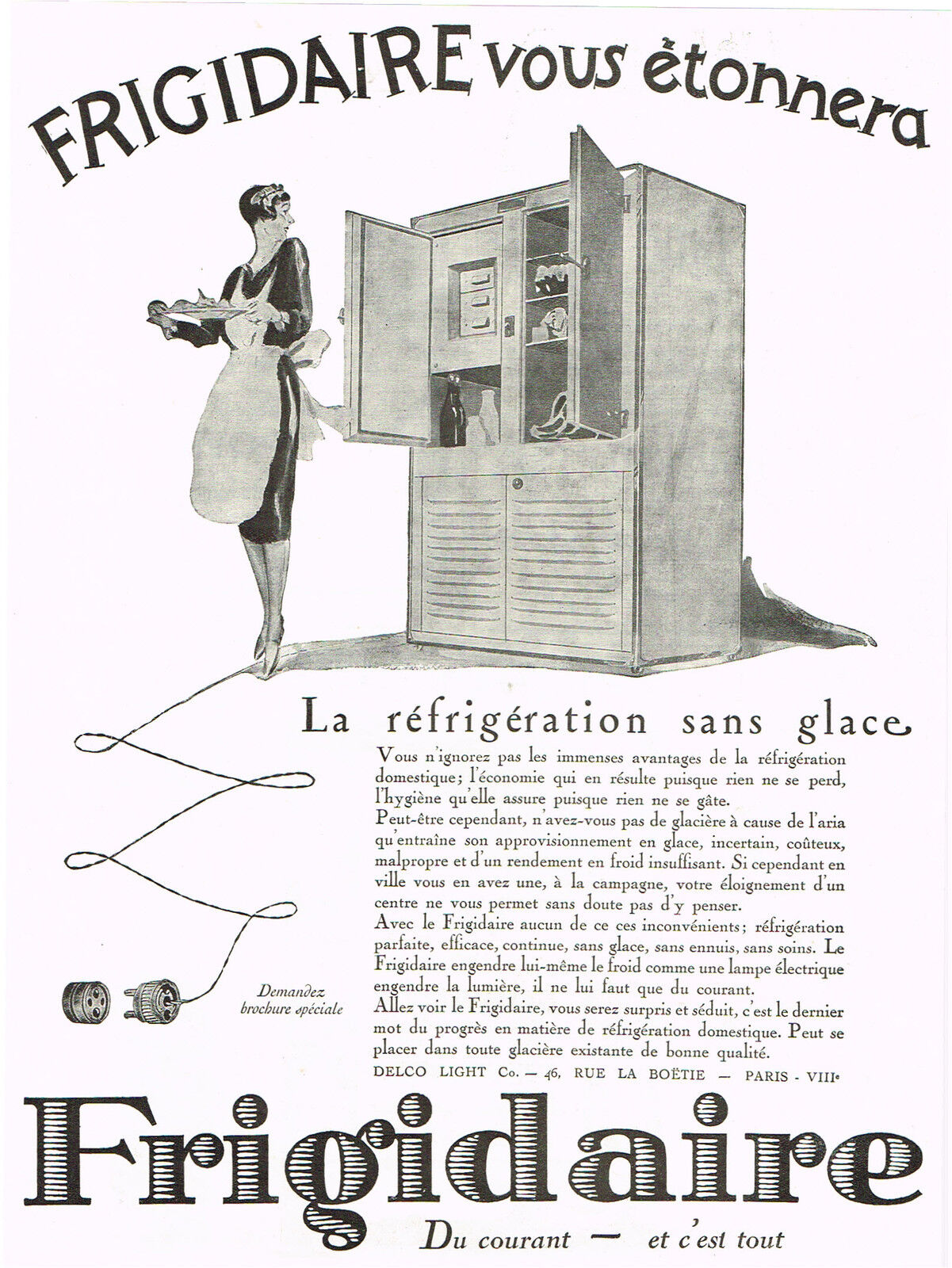 ***Refrigerator ***Advertising - 1926 - 27 x 36 Size