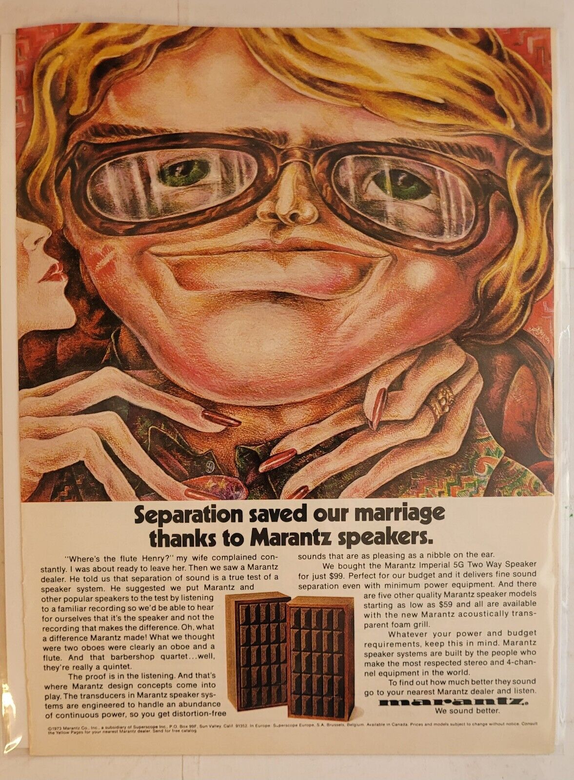 Vintage 1972 MARANTZ Speakers Magazine Advertisement