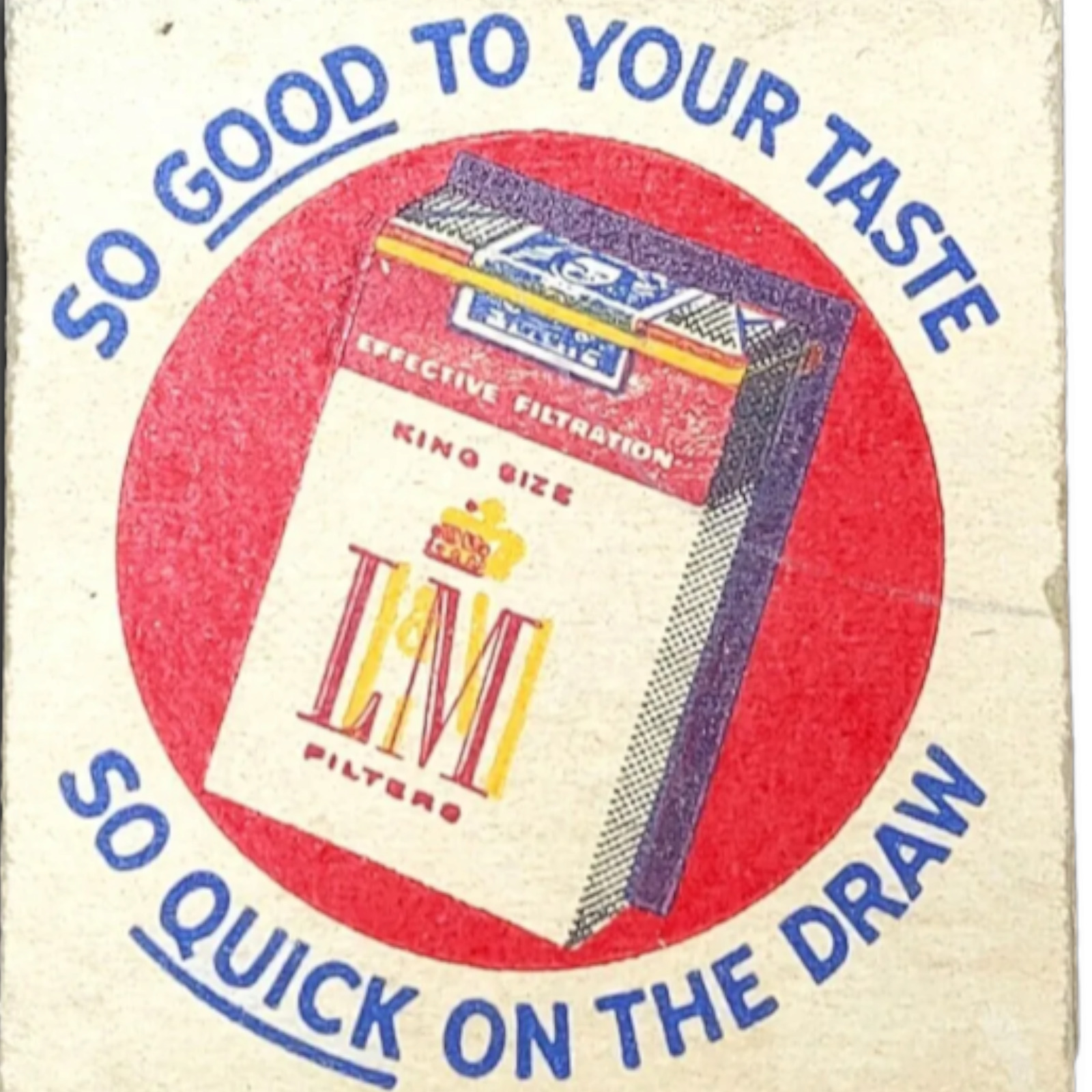 Vintage 1960s LM Filters King Size Cigarette Matchbook Cover Tobacco Advertising