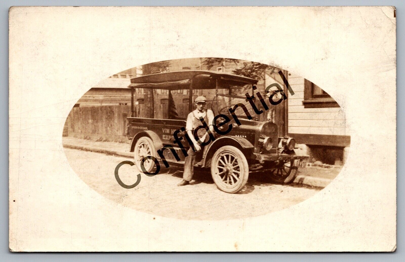 Real Photo Vim Motor Express Pittsburgh PA Delivery Vehicle Driver RP RPPC G233