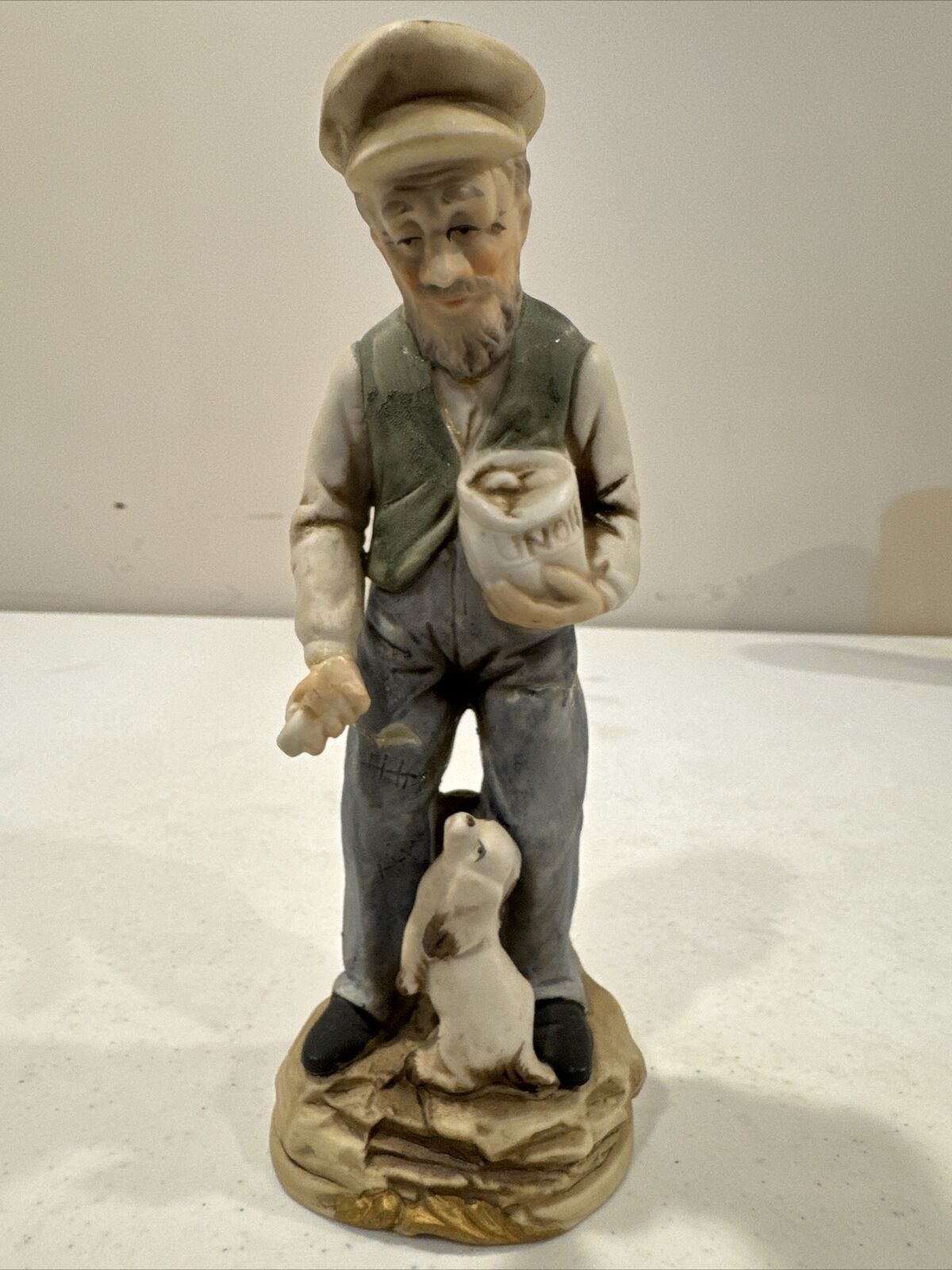 Vintage Japan Old Man With Dog Figurine
