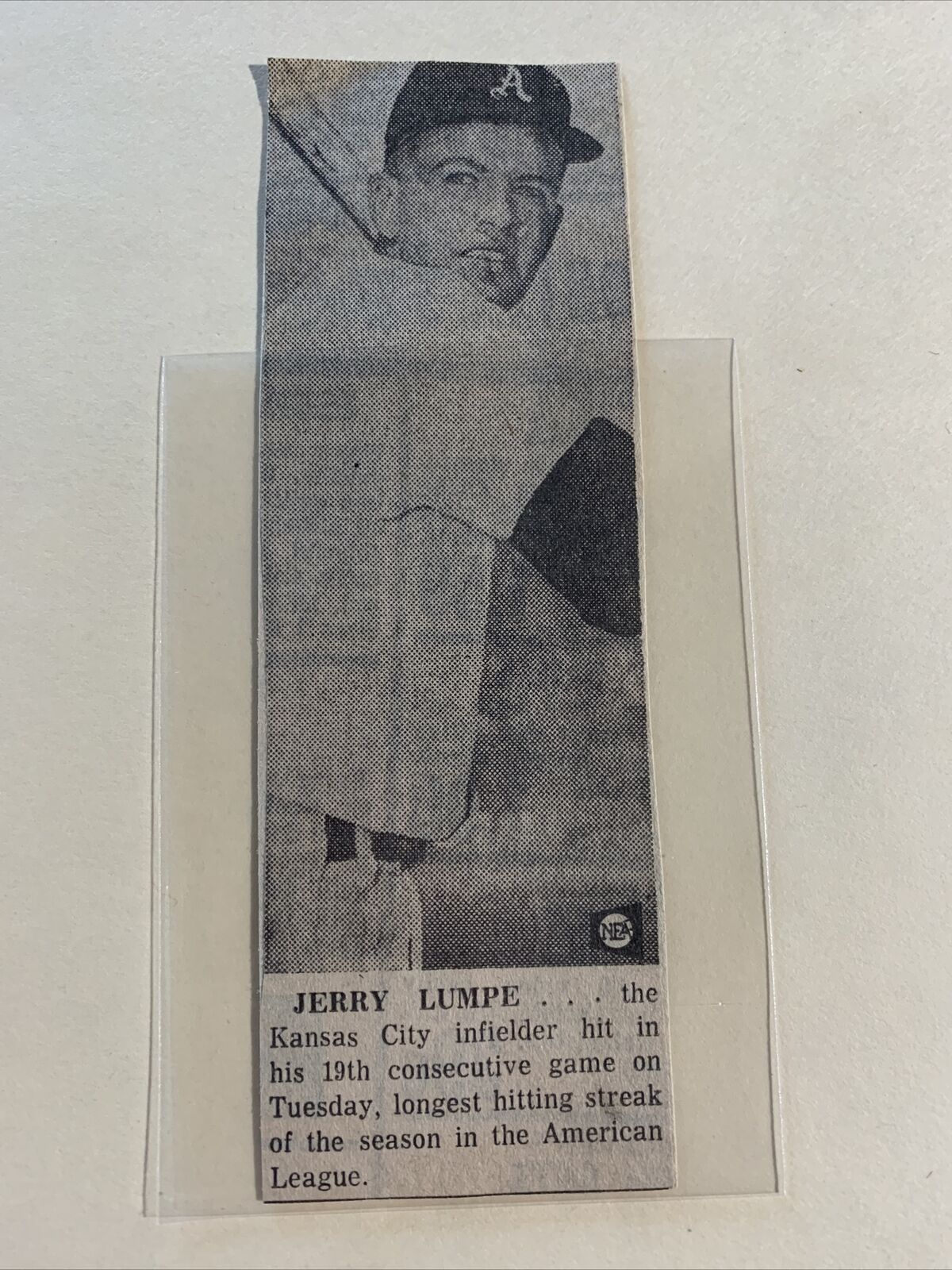 Jerry Lumpe Kansas City Athletics A’s 1962 Sporting News Baseball Panel RARE