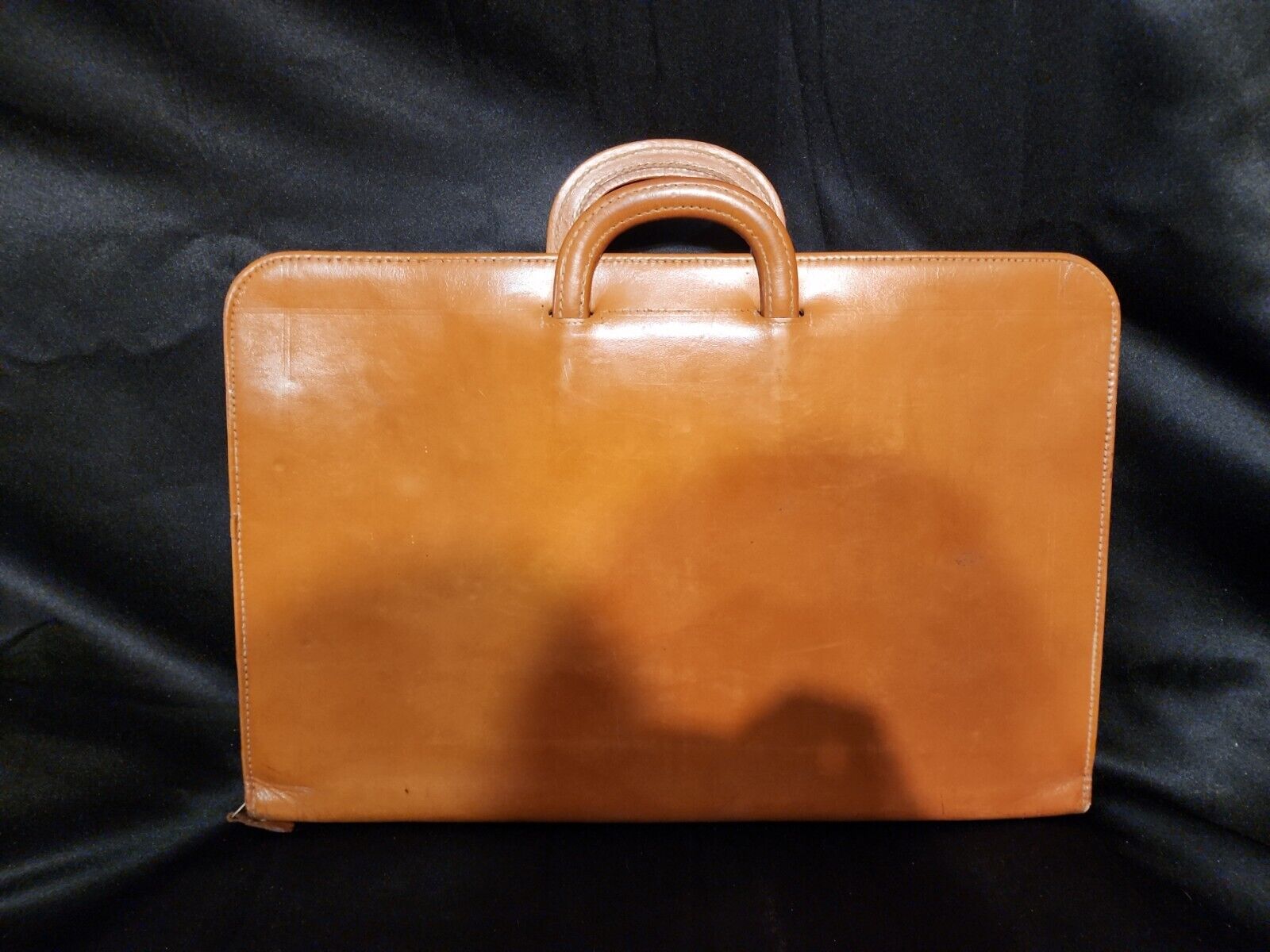 Vintage Leather Document Case ConMar Zipper Hiding Handles Laptop Computer 