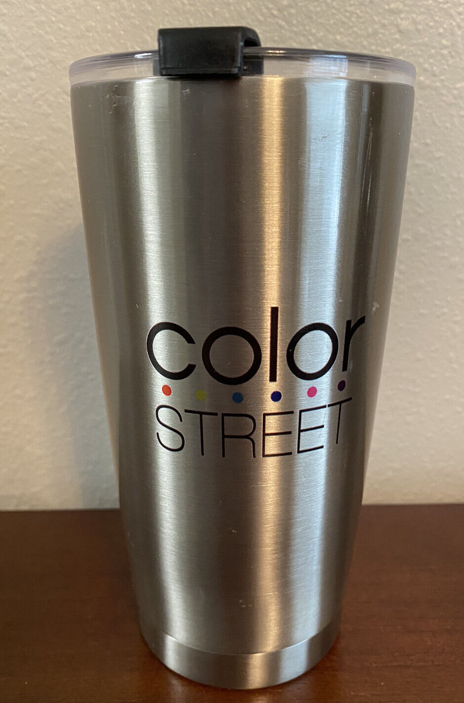 Color Street Silver Cup 7 Inches Tall With Vented Lid Hot & Cold Beverages-used