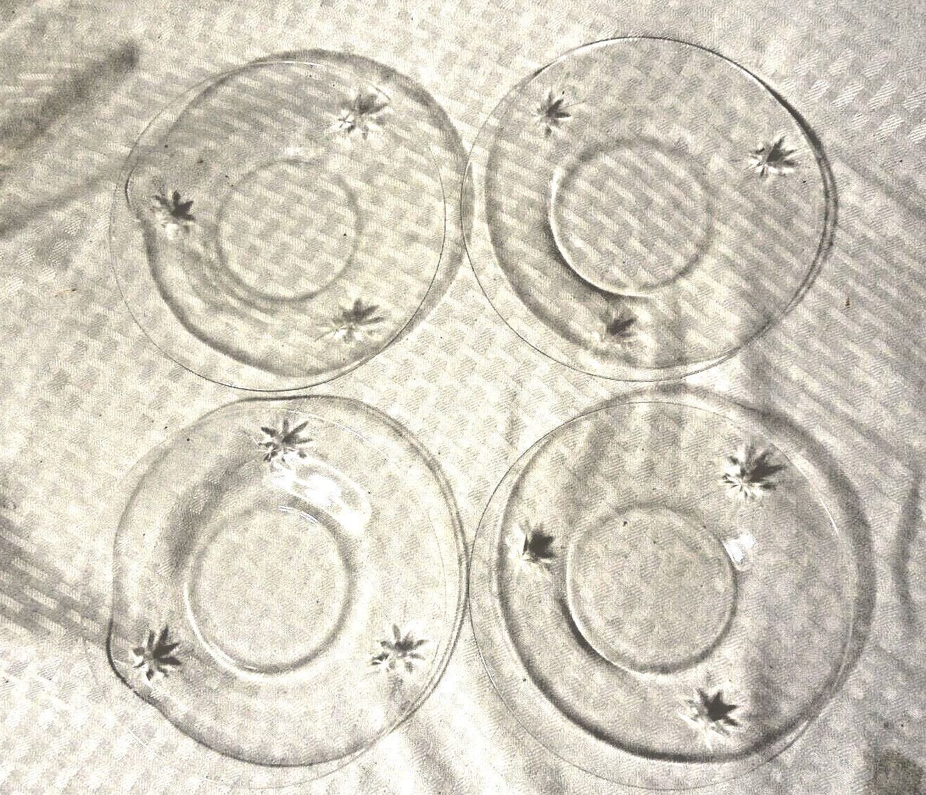 4 Vintage Fostoria Starburst Pattern Saucers Clear Plates