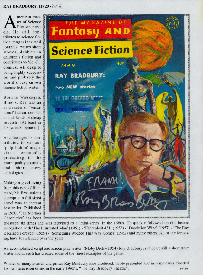 Ray Bradbury Fantasy and Science Fiction magazine SIGNED AUTOGRAPH + AFTAL COA