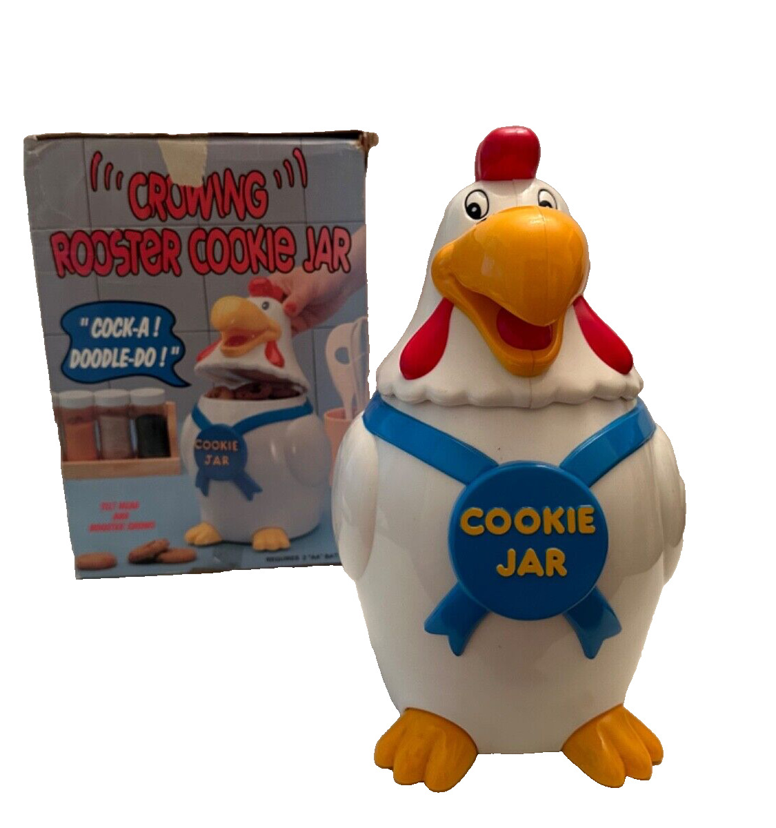 Vintage 1994 Crowing Rooster Cookie Jar  (Crows when opened) *