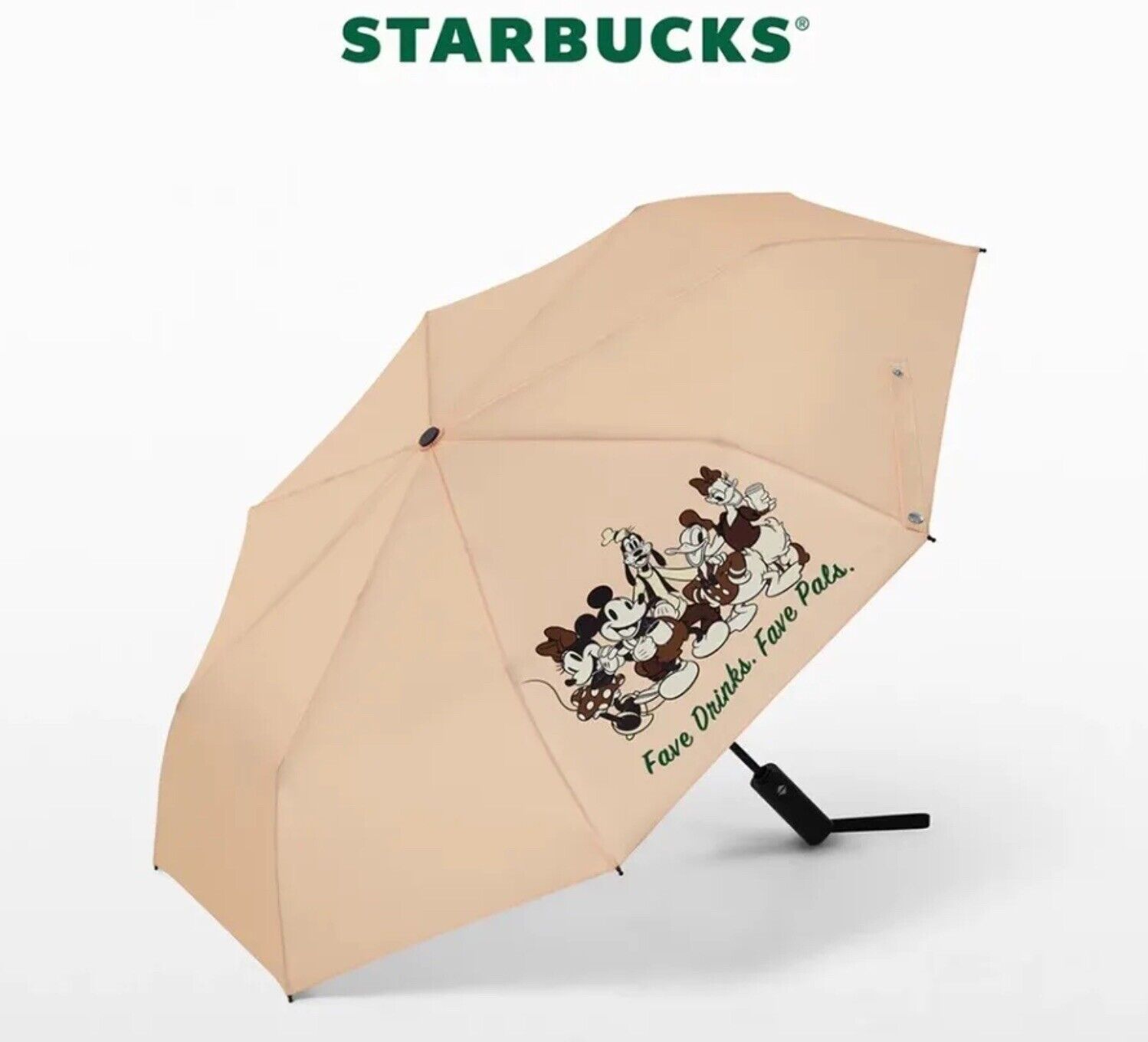 Starbucks Disney Asia Exclusive Mickey & Minnie Fave Drinks Umbrella Beige