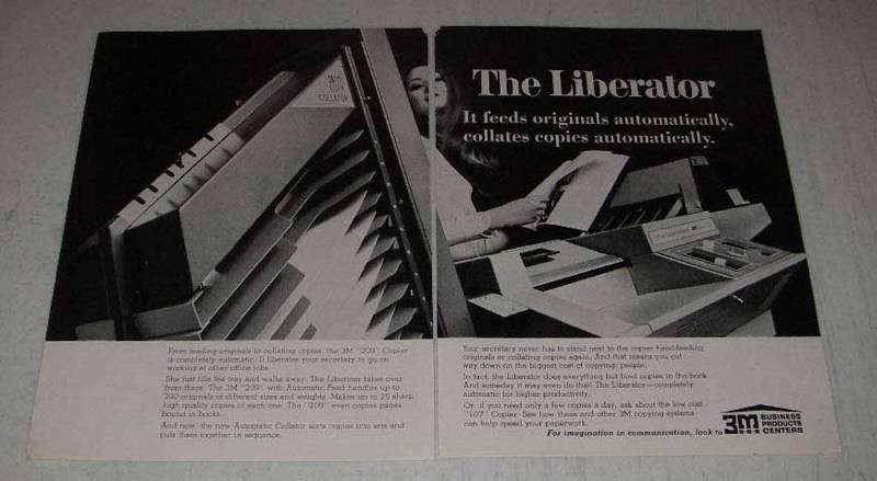 1969 3M Liberator 209 Copier Ad - Feeds Originals