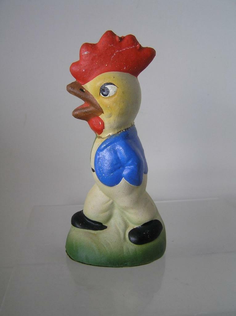 Antique German Compo Paper Mache Rooster Walking dressed Candy Container WWll