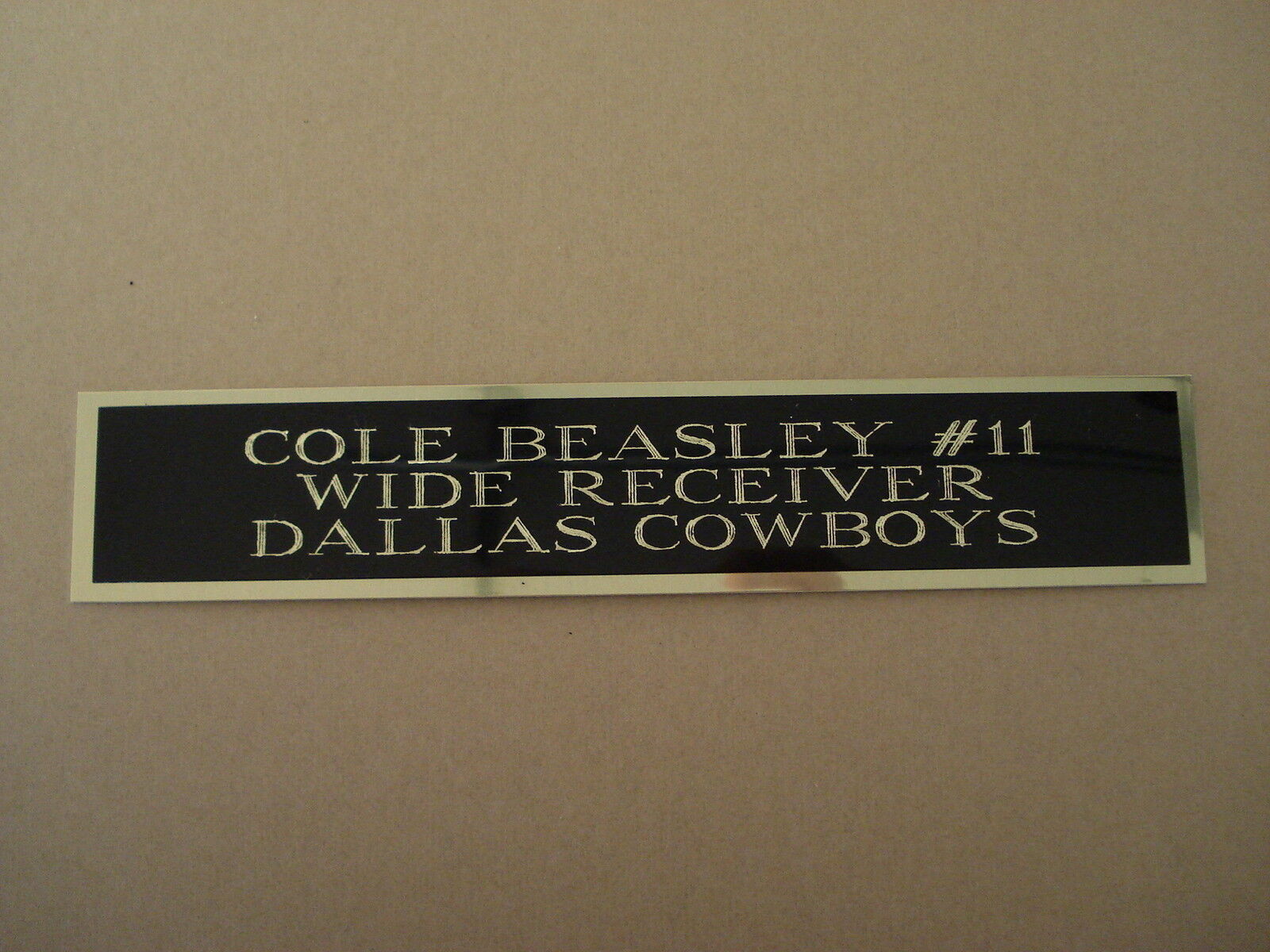 Cole Beasley Dallas Cowboys Engraved Nameplate for a Football Case 1.25 X 6