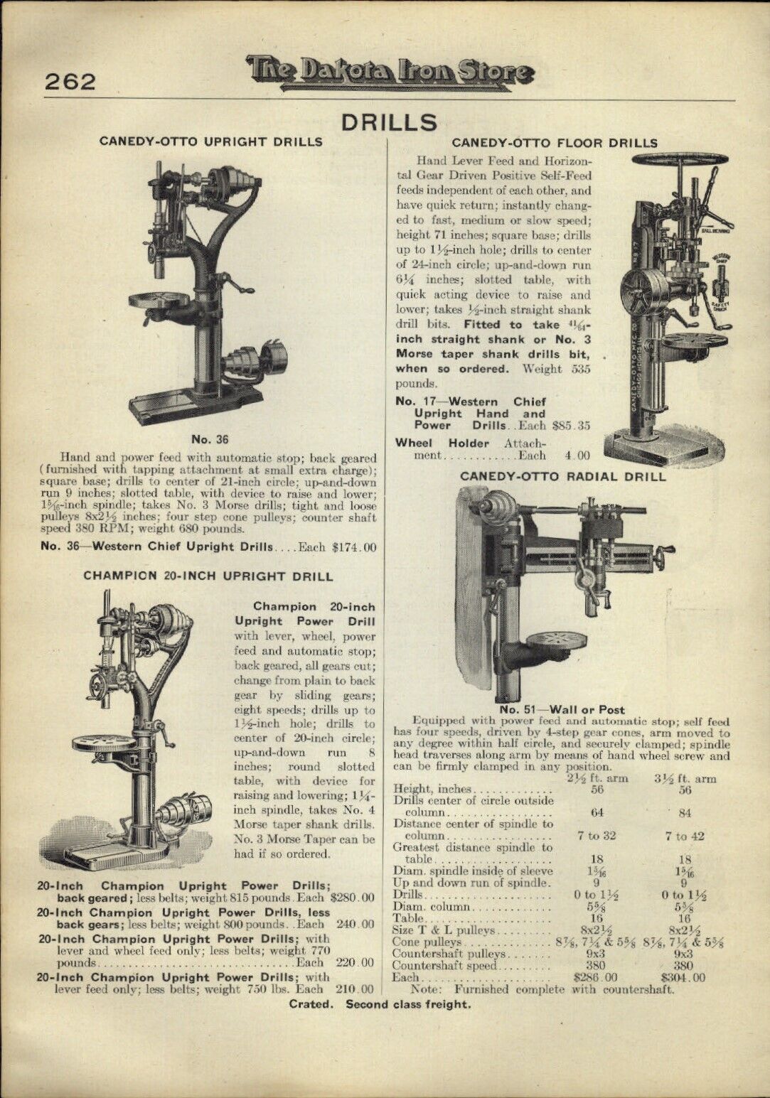 1922 PAPER AD 3 PG Canedy-Otto Upright Radial Drill Champion Post Hand Power