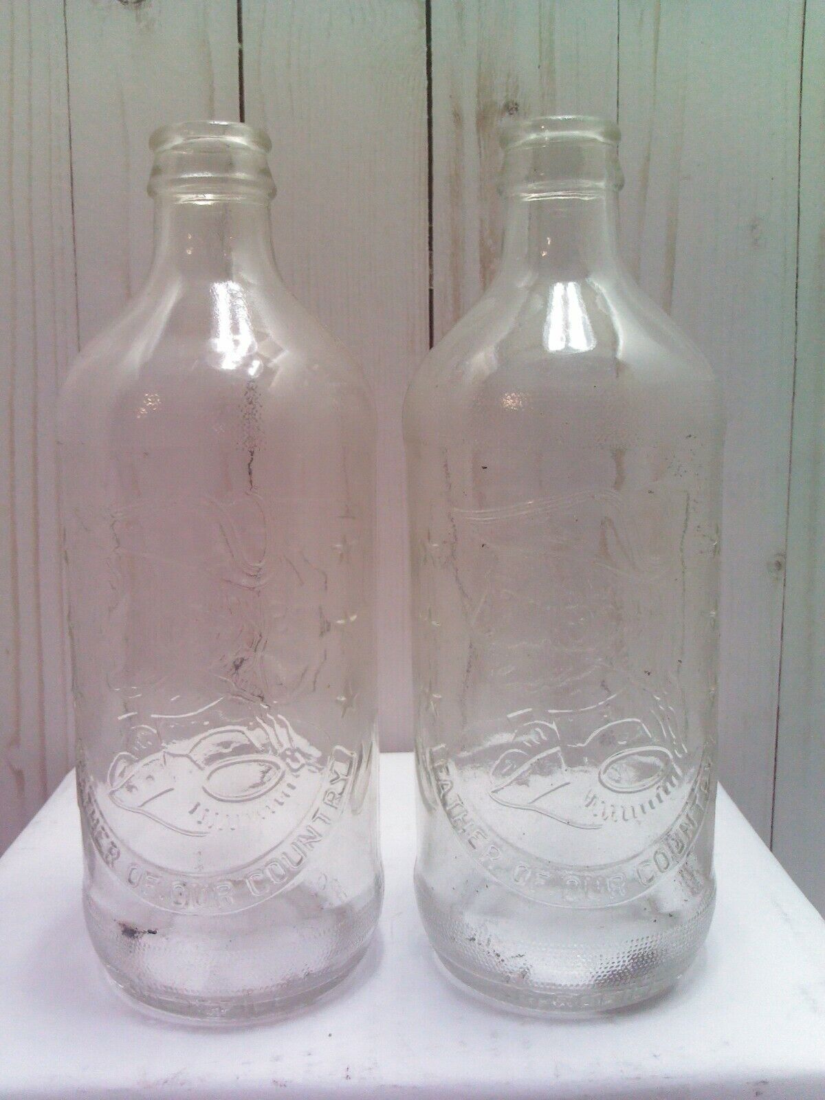 1976 Pair Of PEPSI-COLA Bicentennial Clear Embossed With Father Of Our Country