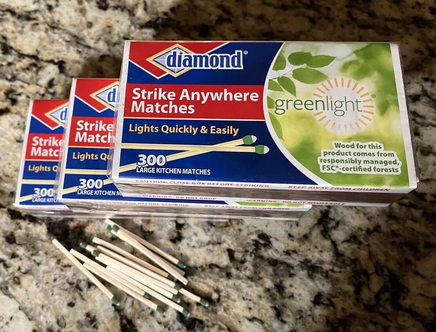 (3 boxes) (300 per box)Vintage Diamond Strike Anywhere Matches Fast Shipping