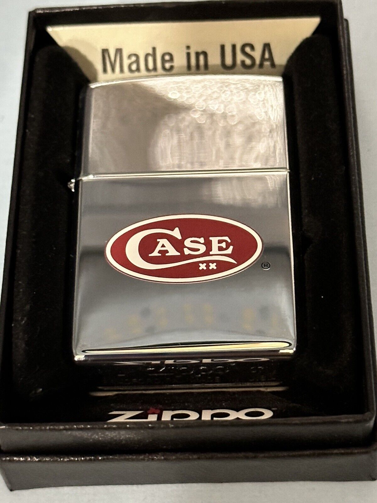 Vintage 2007 Case Knives Logo High Polish Chrome Zippo Lighter NEW
