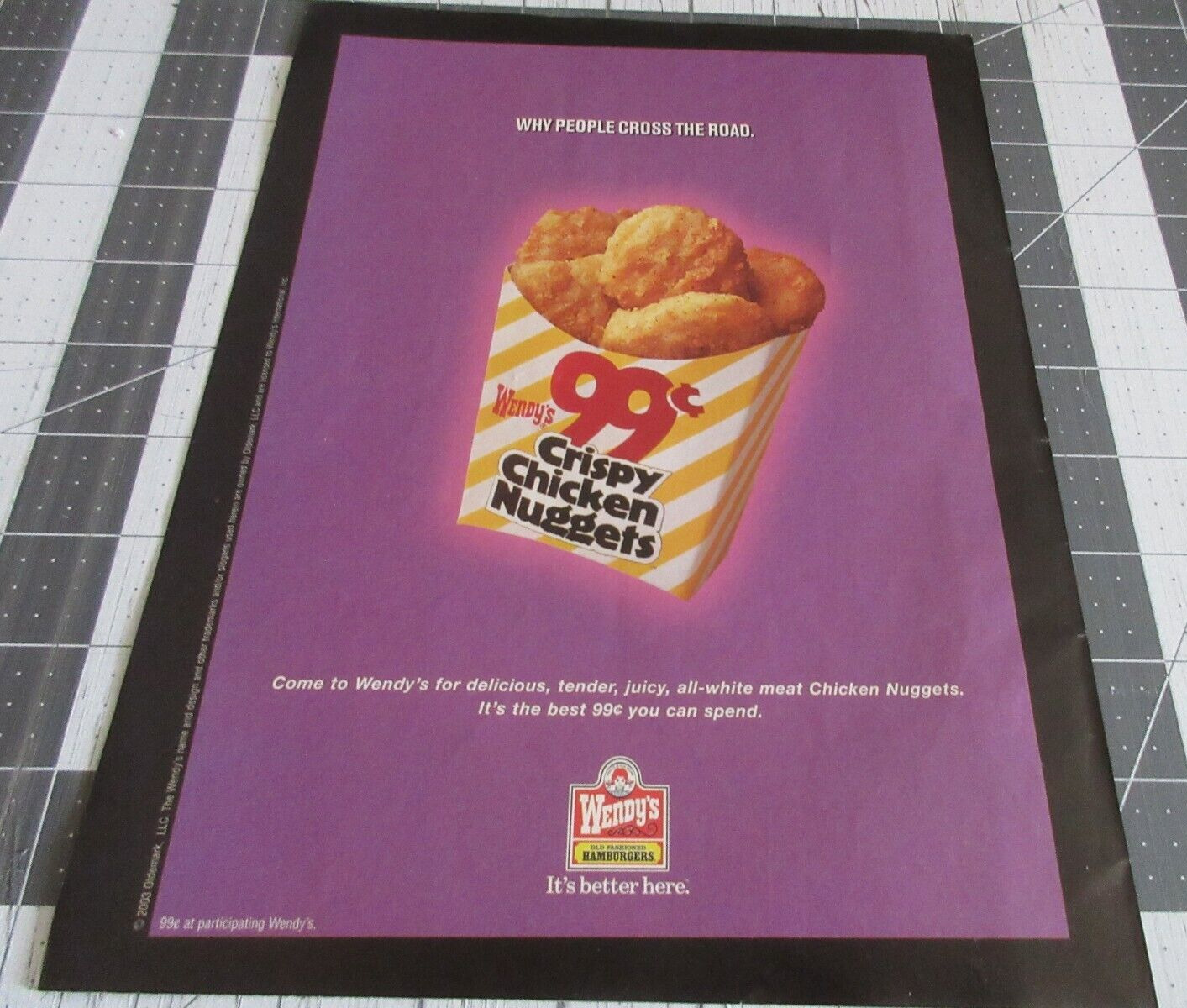 2003 Wendy\'s Crispy Chicken Nuggets Fast Food Vintage Print Ad