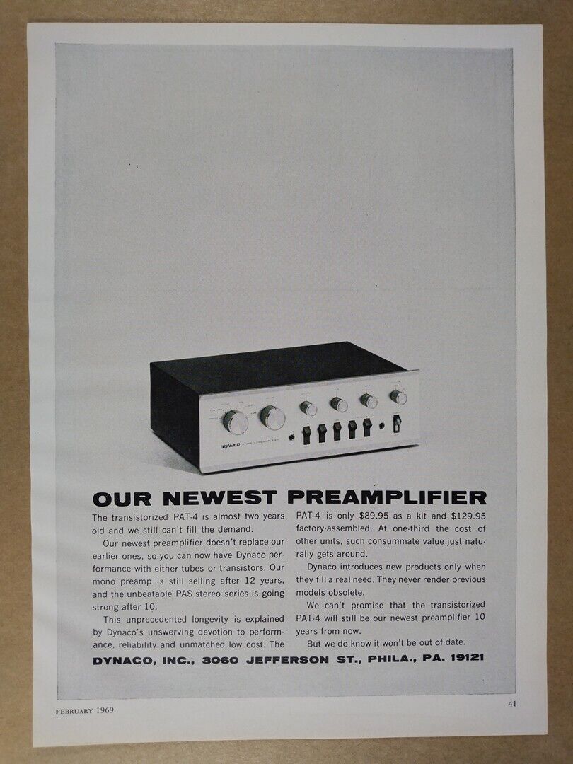 1969 Dynaco PAT-4 Preamplifier vintage print Ad