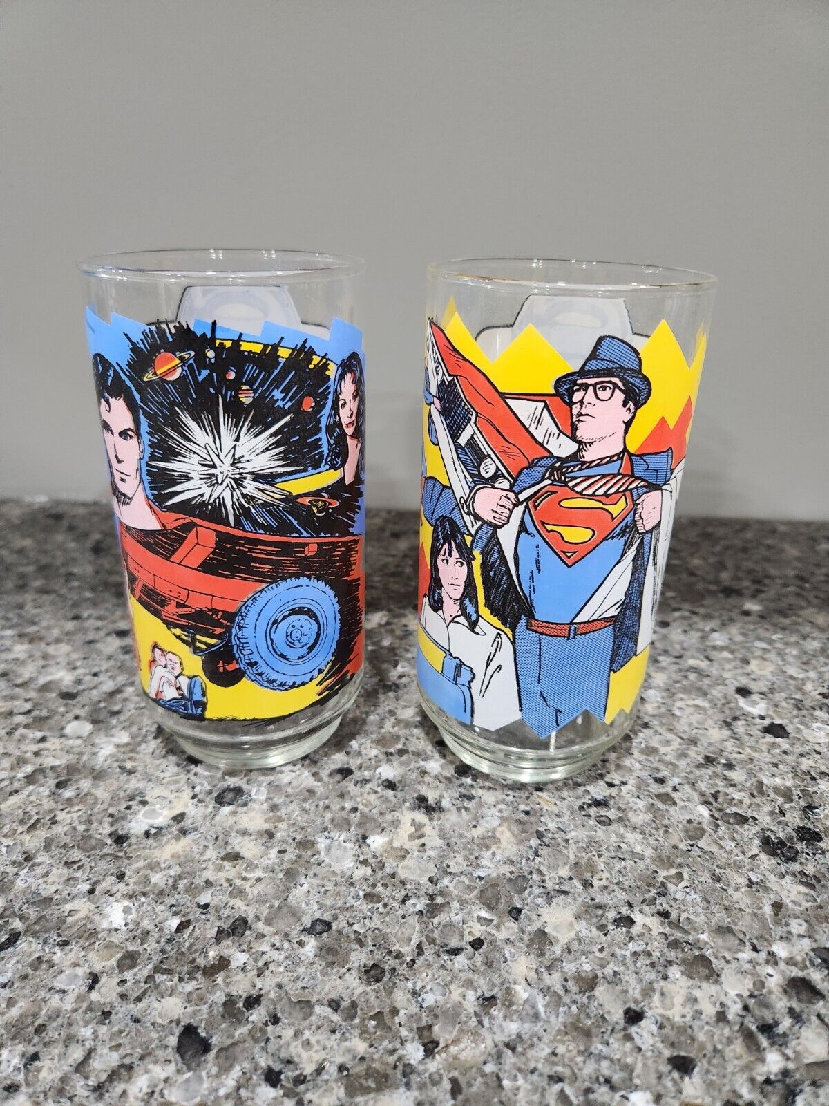 1978 Vintage Superman The Movie Pepsi Promotional Drinking Glass Set Of 2 