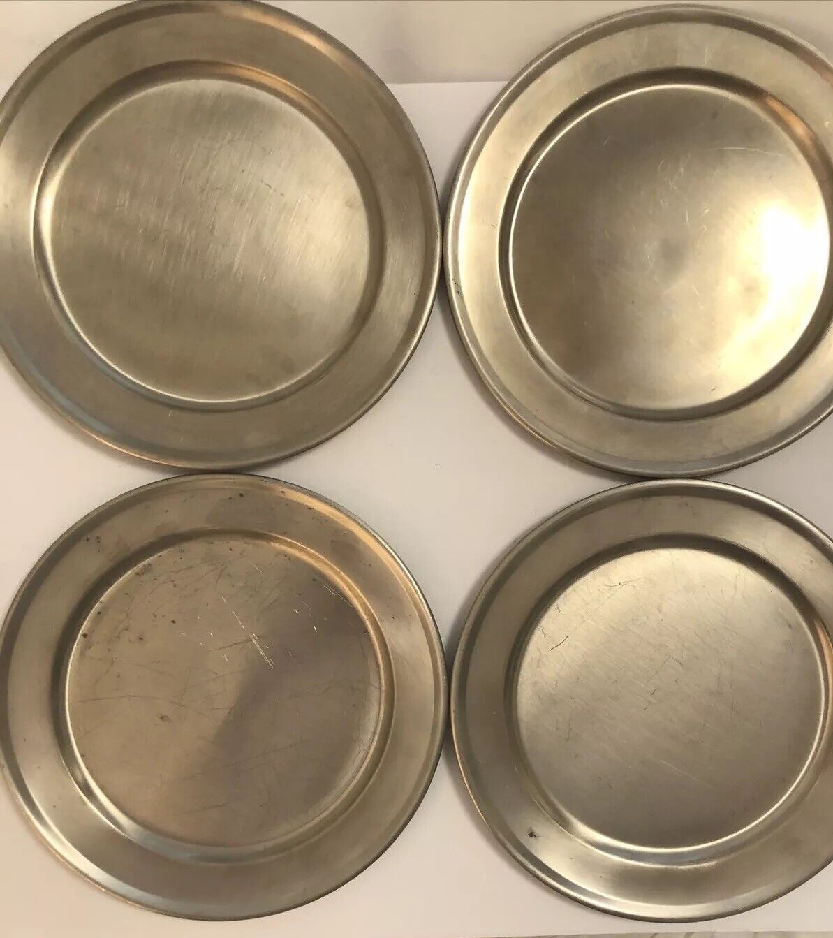 Set Of 4 10” Rehoboth Pewter Charger Plate Reed & Barton P240 Ralph Lauren Style
