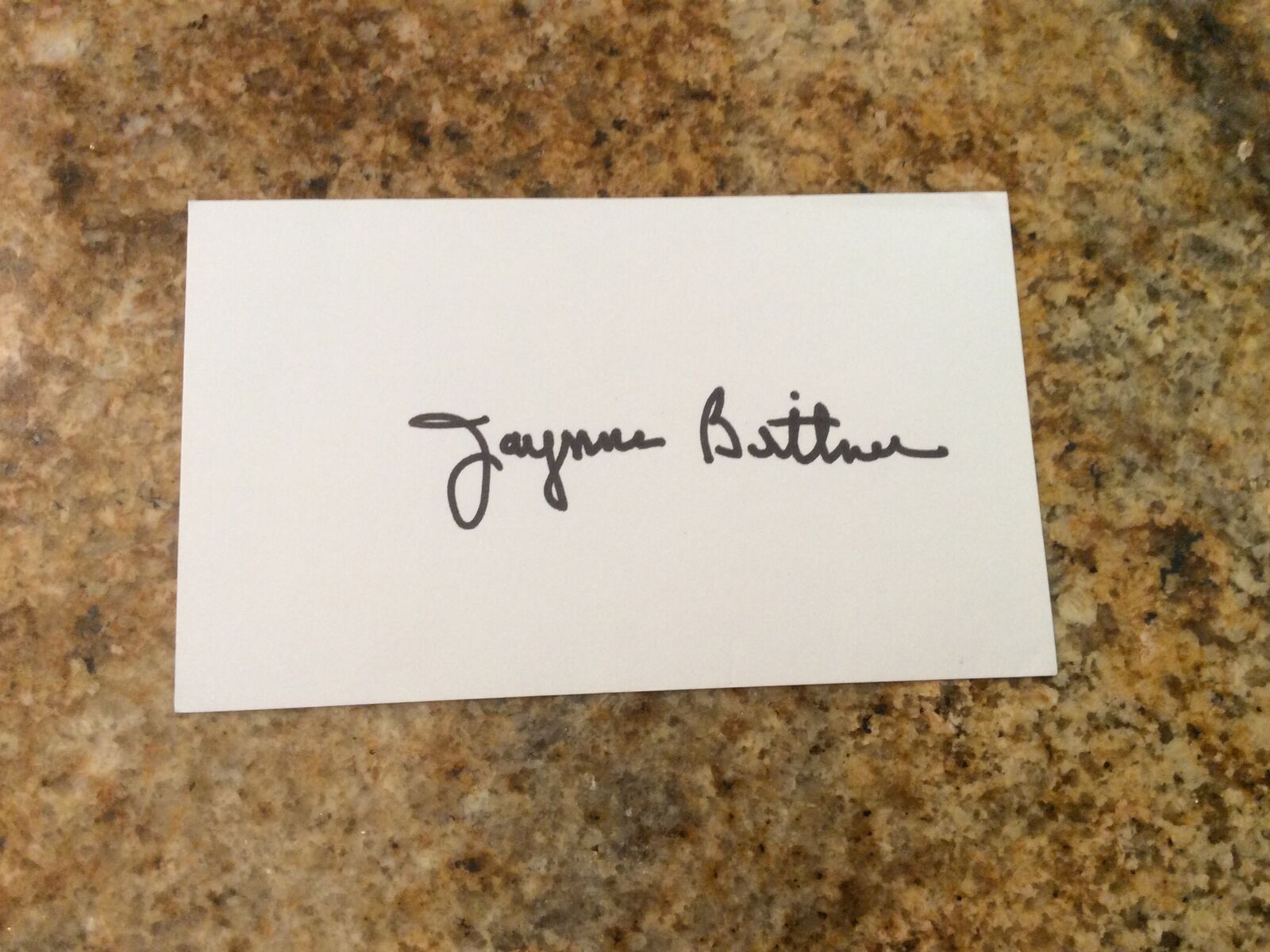 Jaynne Bitter - Nickname (J.B.) AAGPBL signed index card  (Muskegon Lassie)