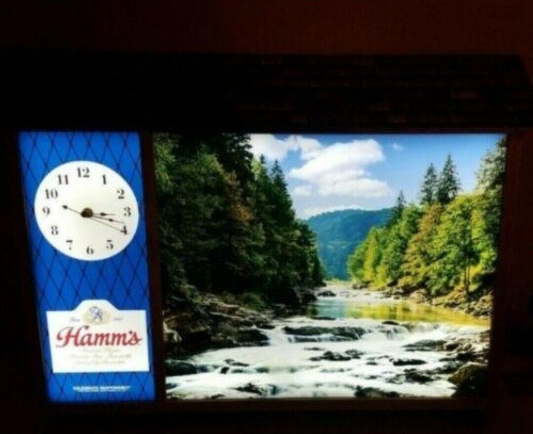 Hamms Beer light up clock led sign scene o rama style 2020 new & box