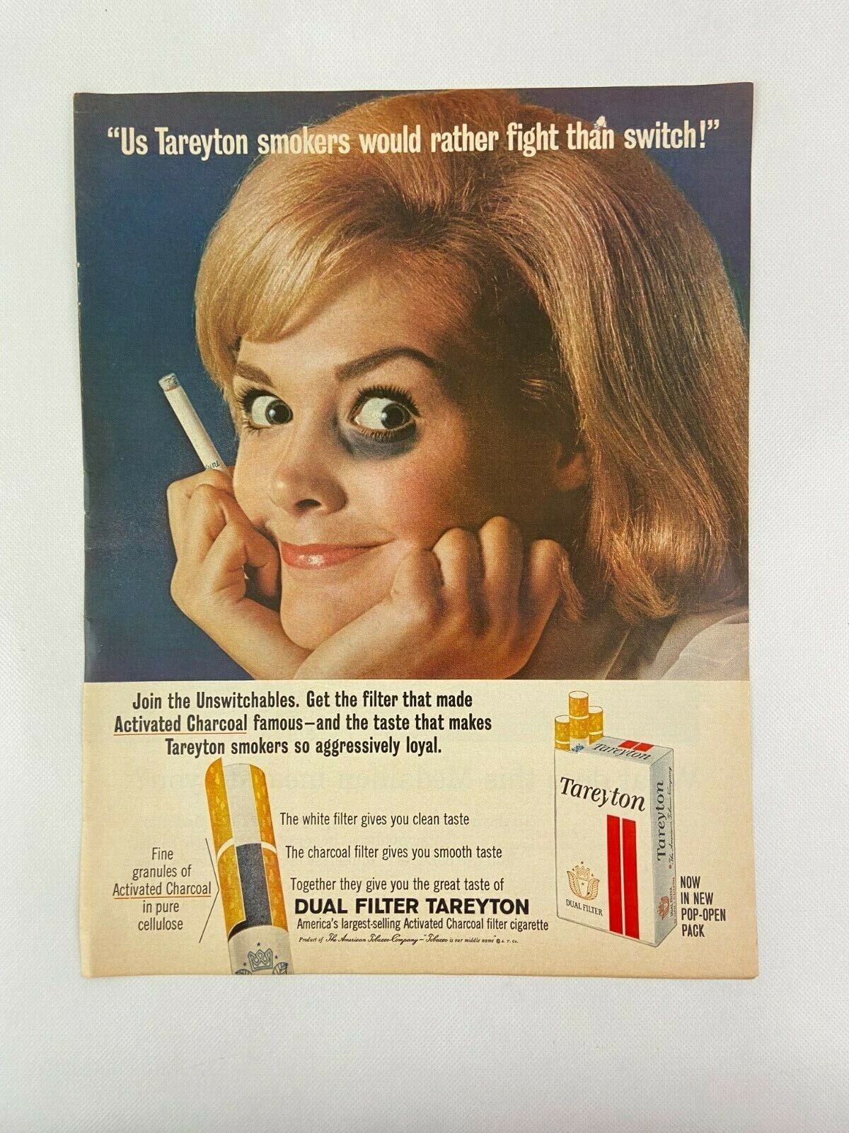 Tareyton Filter Cigarettes Magazine Ad 10.75 x 13.75 Gold Medallion Electric