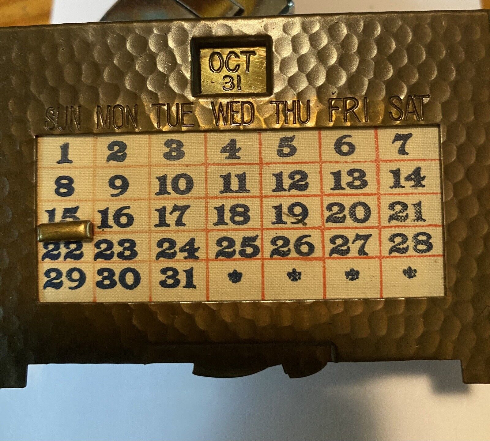 Antique K & O Co. Bronze Perpetual Desktop Calendar