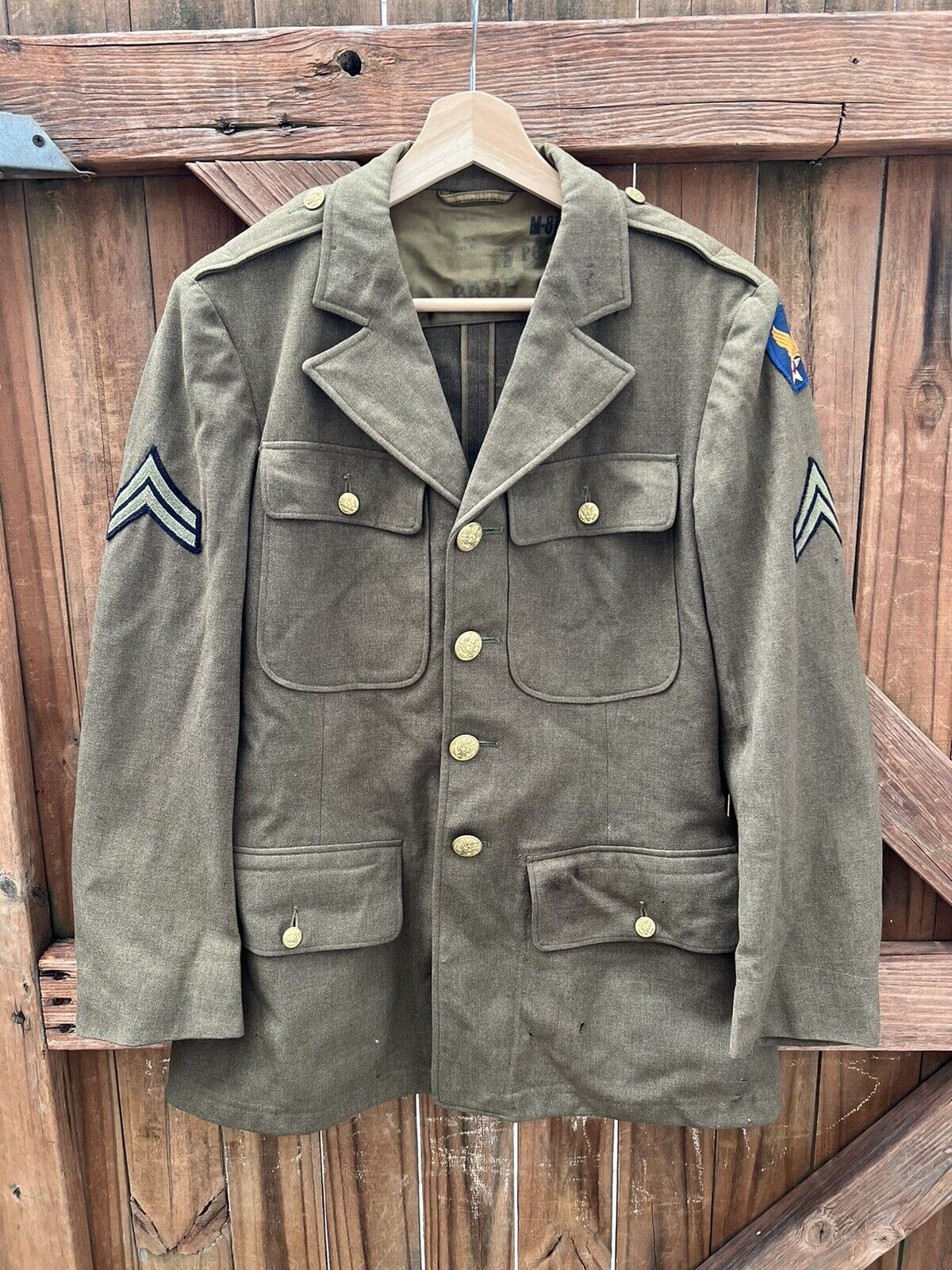 Vtg WW2 US Army Air Corps USAAF Air Forces Uniform Jacket Coat Corporal Patches