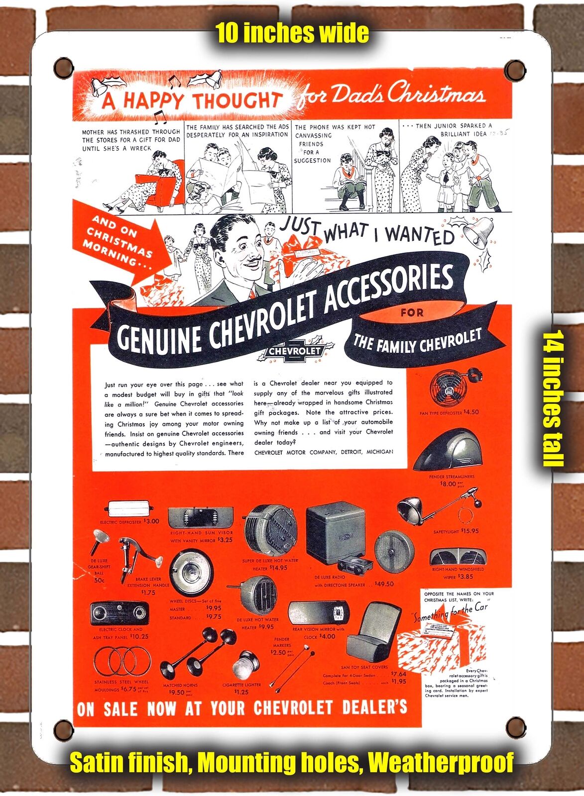 METAL SIGN - 1936 Chevy Accessories Ad - 10x14 Inches