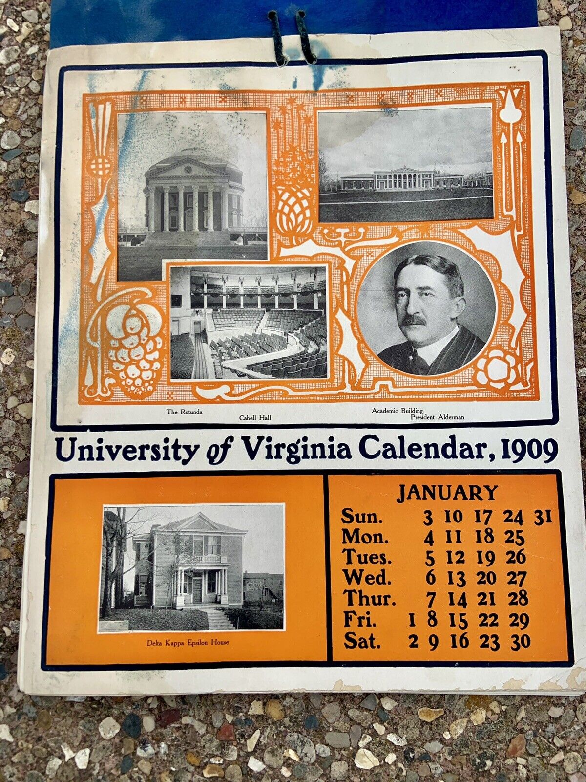 Vintage Extremely Rare Antique 1909 University of Virginia College Calendar