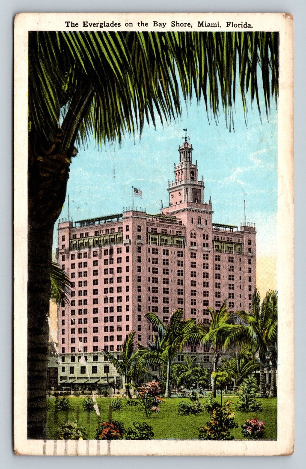 c1928 Miami Florida FL Everglades On The Bay Shore Air-Mail VINTAGE Postcard