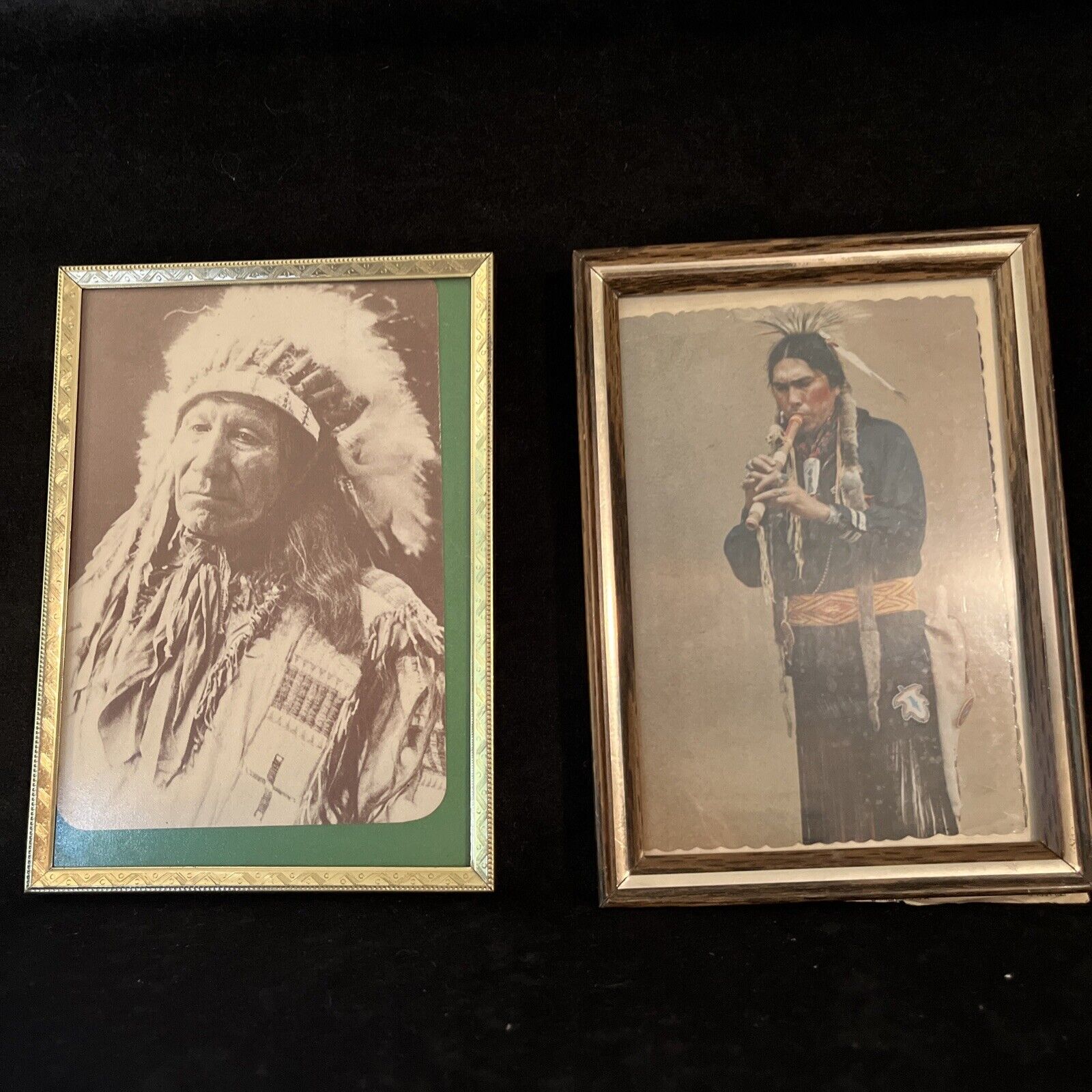 Two Vintage Native American Framed Pictures. 5 x 7”
