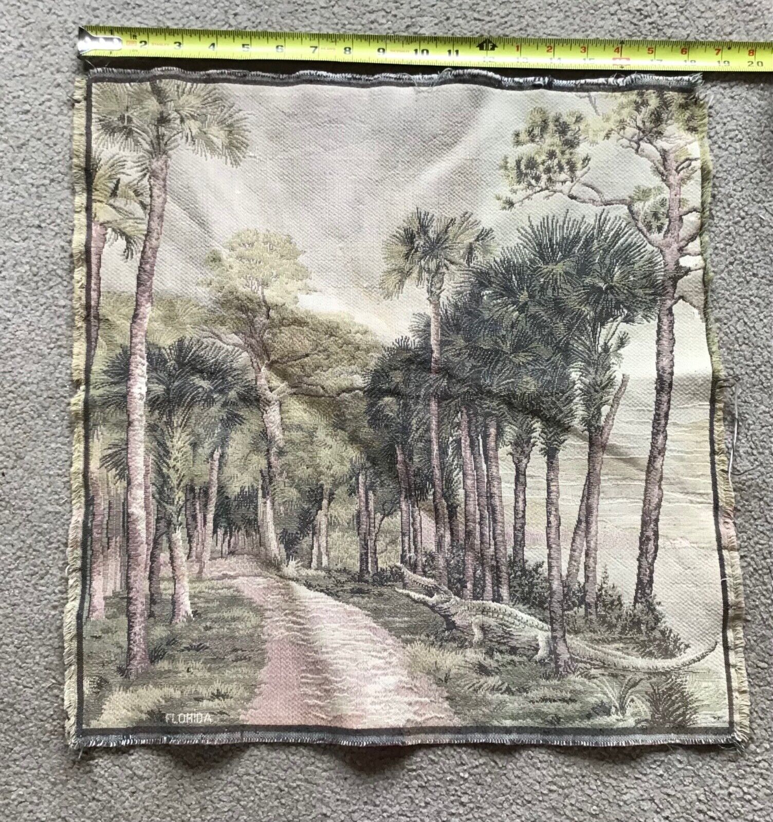 Vintage Florida FL. Tapestry With Alligator Crocodile Palm Trees Small-18” x 19”