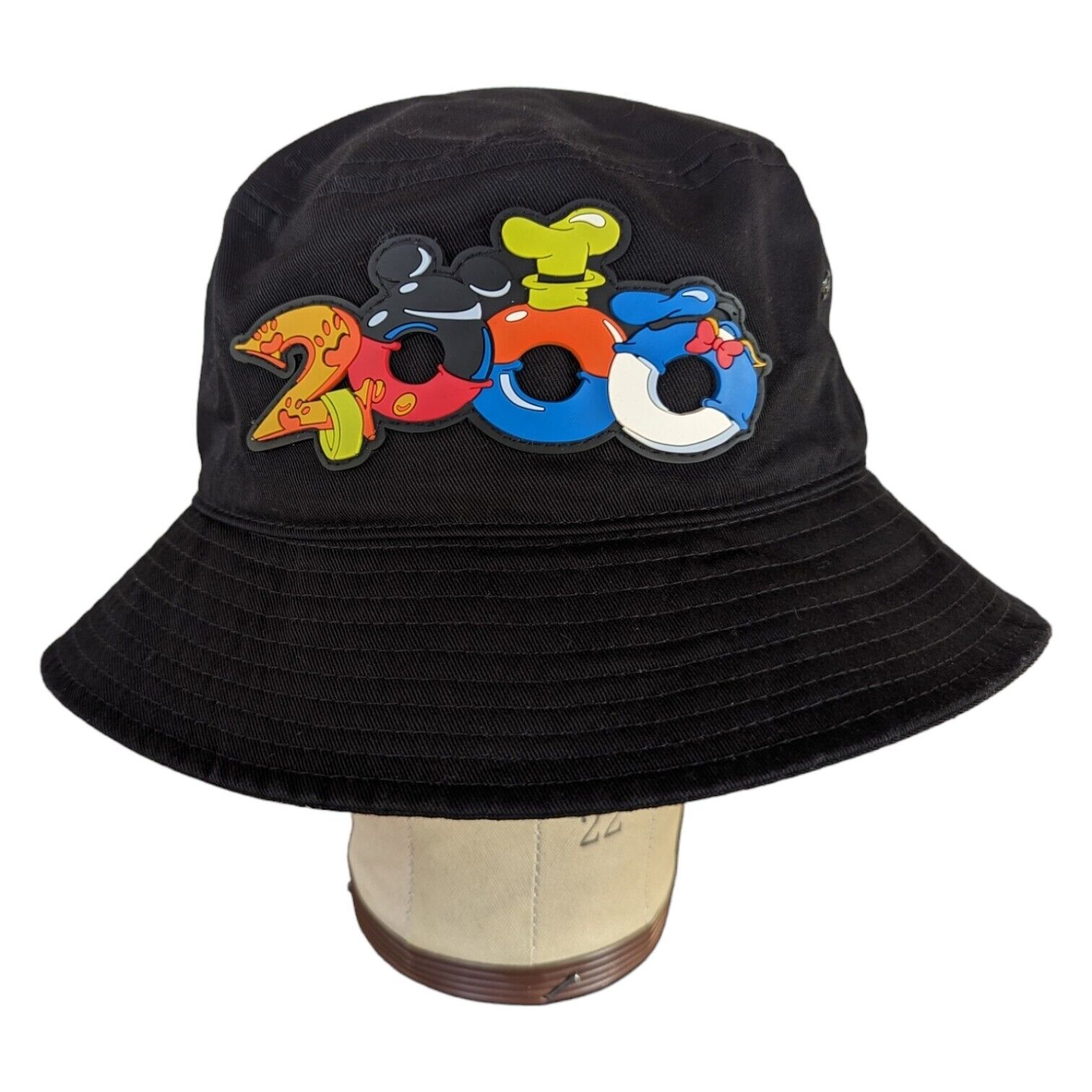 Vintage 2000 Walt DISNEY World Parks Bucket Hat Mickey Goofy Donald Pluto S/M