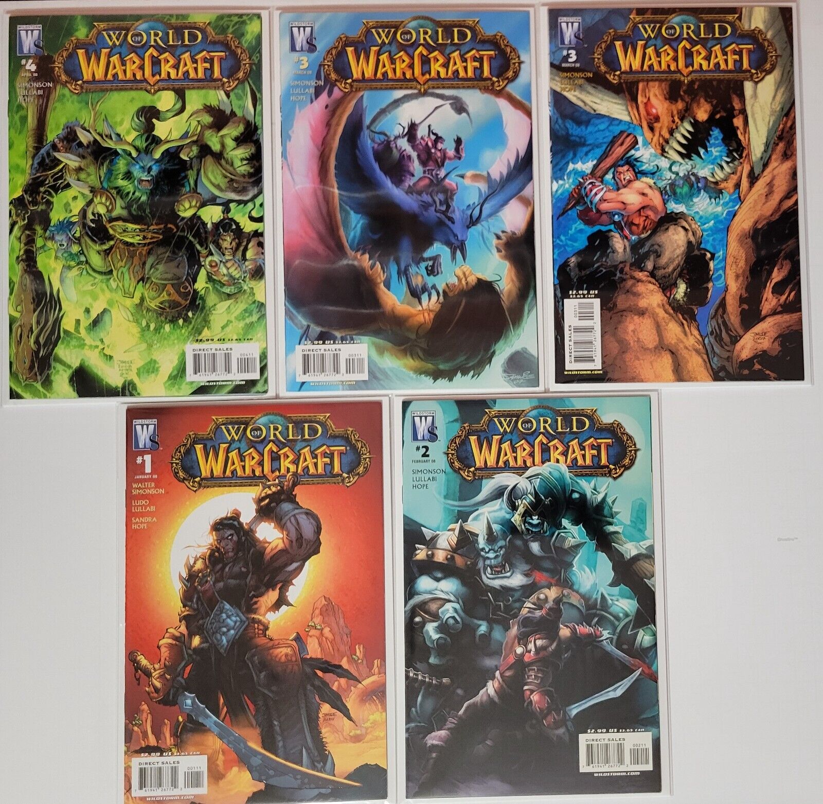 World of Warcraft #1 #2 #3 #4 Jim Lee & Some Variants Lot of 5 DC Wildstorm 2007