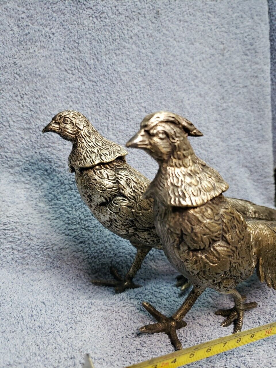 Vintage Pair Of Pheasants, Figures Retro Decor Male/female, Metal Finish