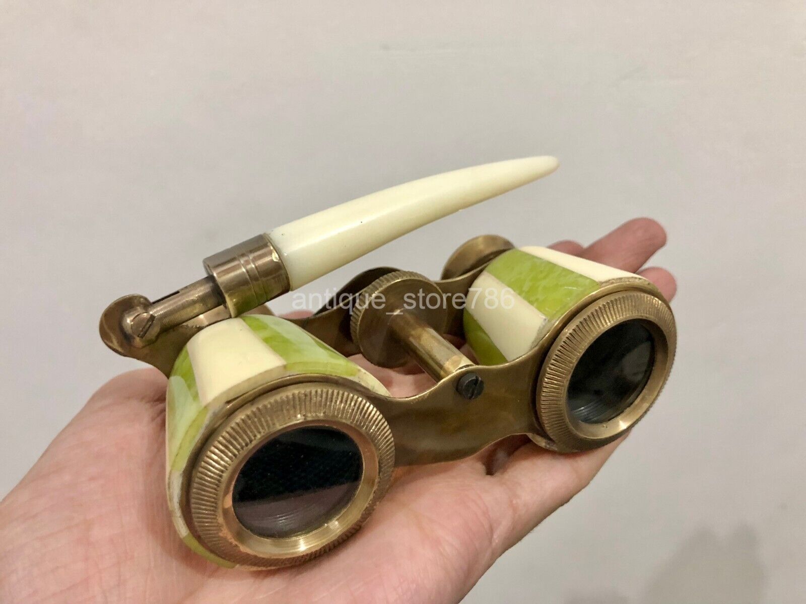 Antique Brass Opera Binoculars with Mother of Pearl Accents for Bird Watching