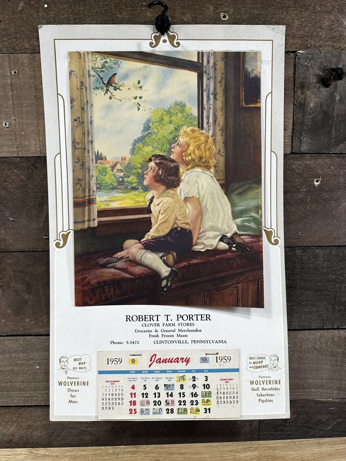 Vintage 1959 “Robert T. Porter” Calendar Clintonville, PA