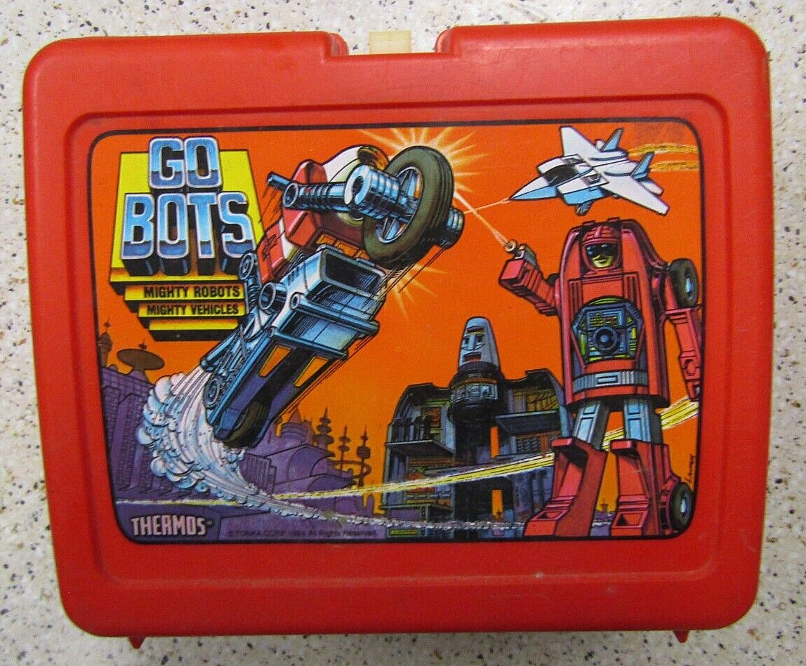 VINTAGE 1980s GO BOTS LUNCHBOX , CLASSIC, MIGHTY ROBOTS, TONKA CORP