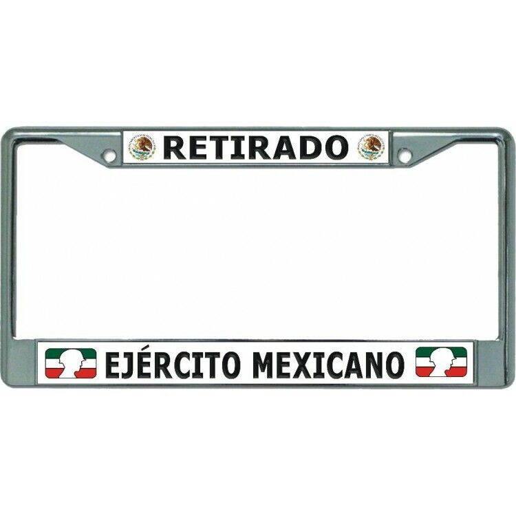 retirado ejercito mexicano mexican army logo chrome license plate frame usa made