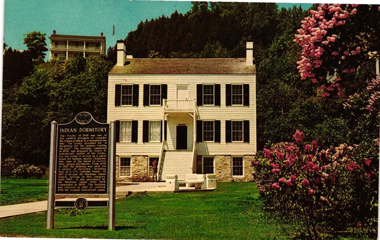 Vintage Postcard- Indian Dormitory Museum, Mackinac Island, MI.