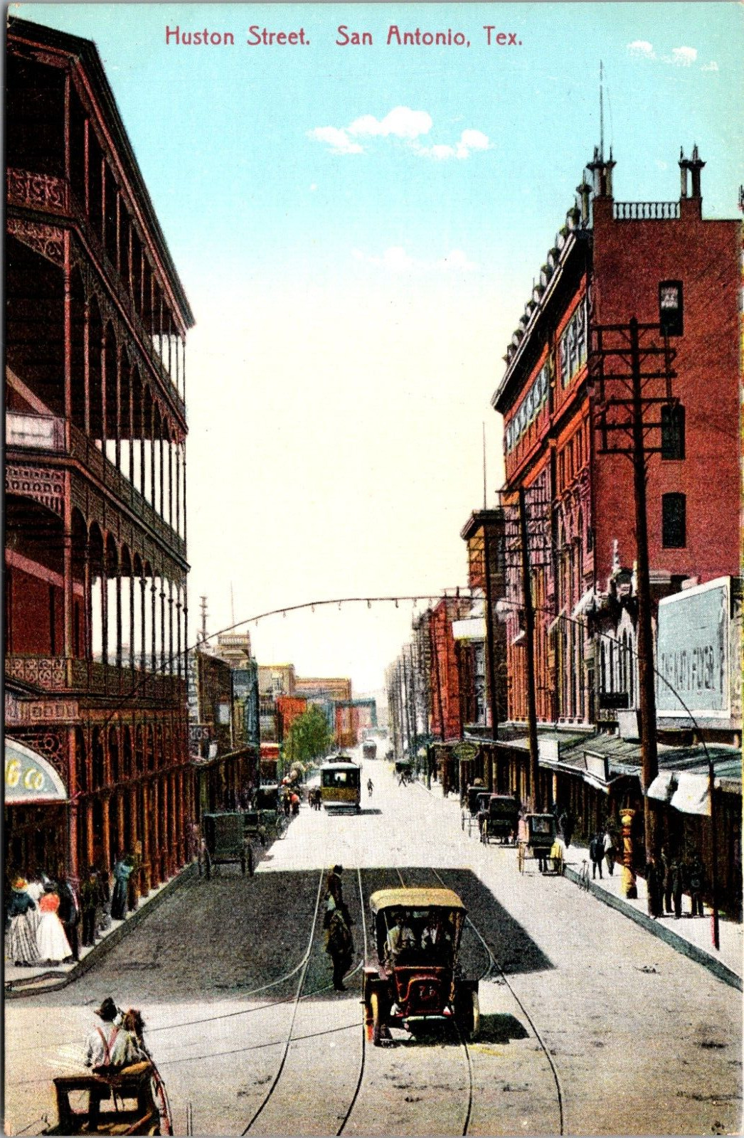 Huston Street, San Antonio, Texas - Postcard
