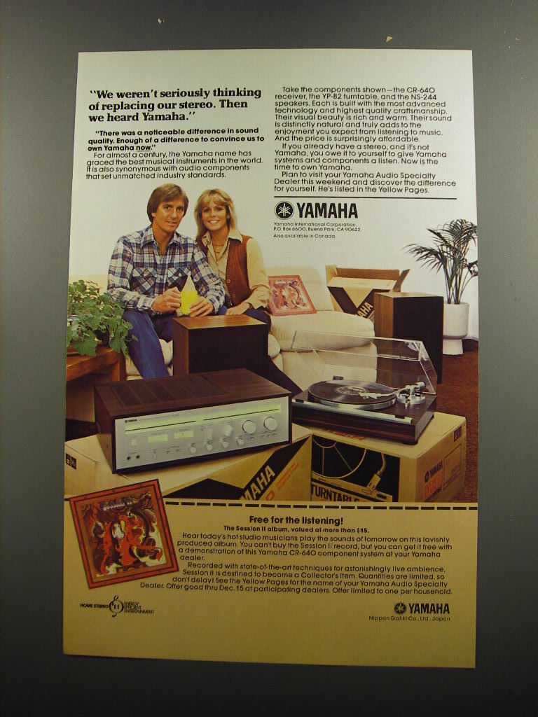 1979 Yamaha Advertisement - CR-640 Receiver; YP-82 Turntable and NS-244 Speakers