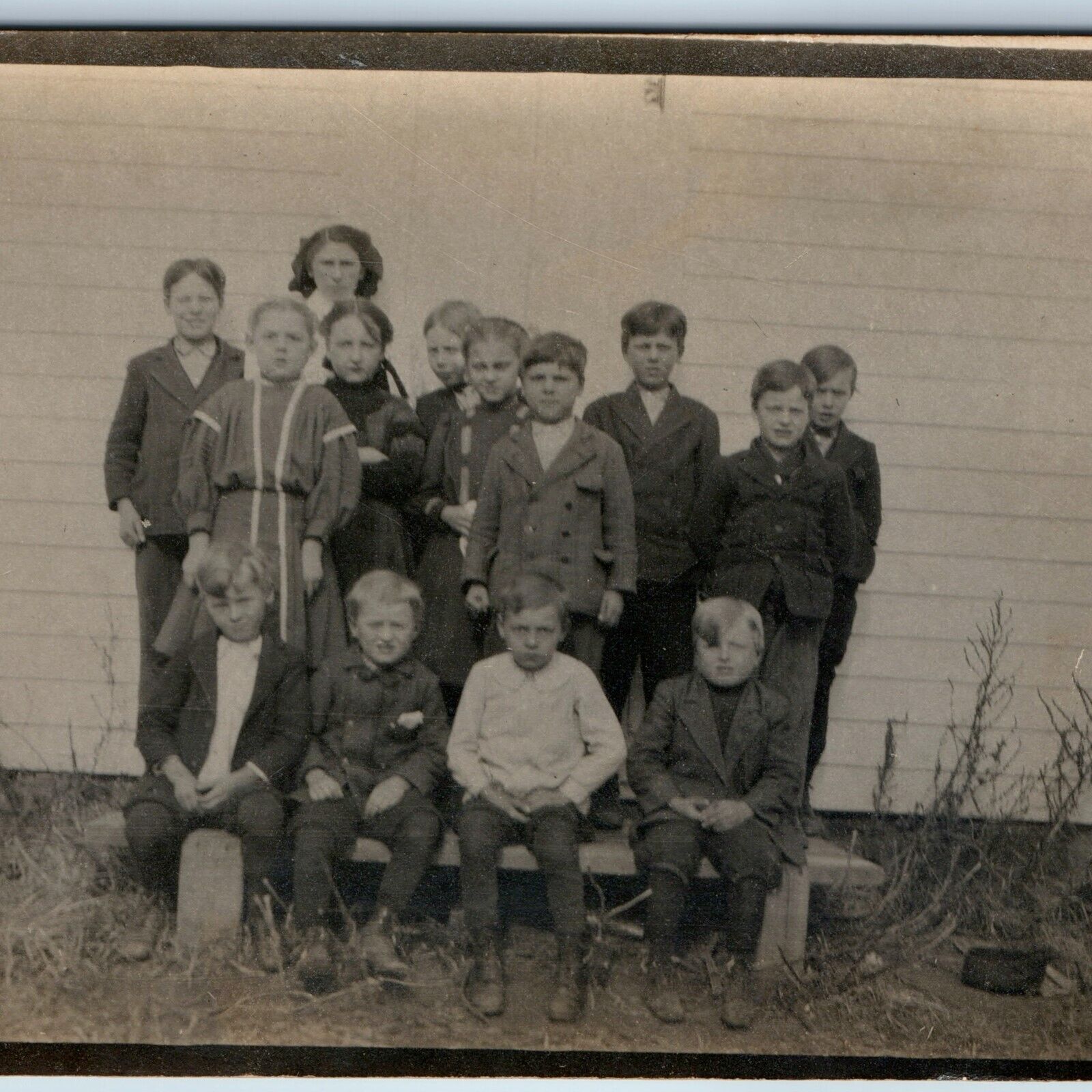 c1910s Pioneer School Student Group RPPC Children Young Boys & Girls Photo A174