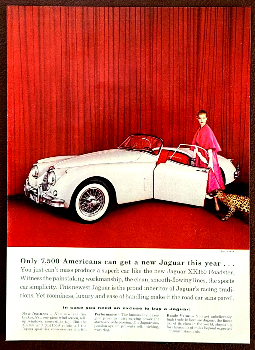 Jaguar XK150 Convertible Original 1958 Vintage Print Ad Wall Art