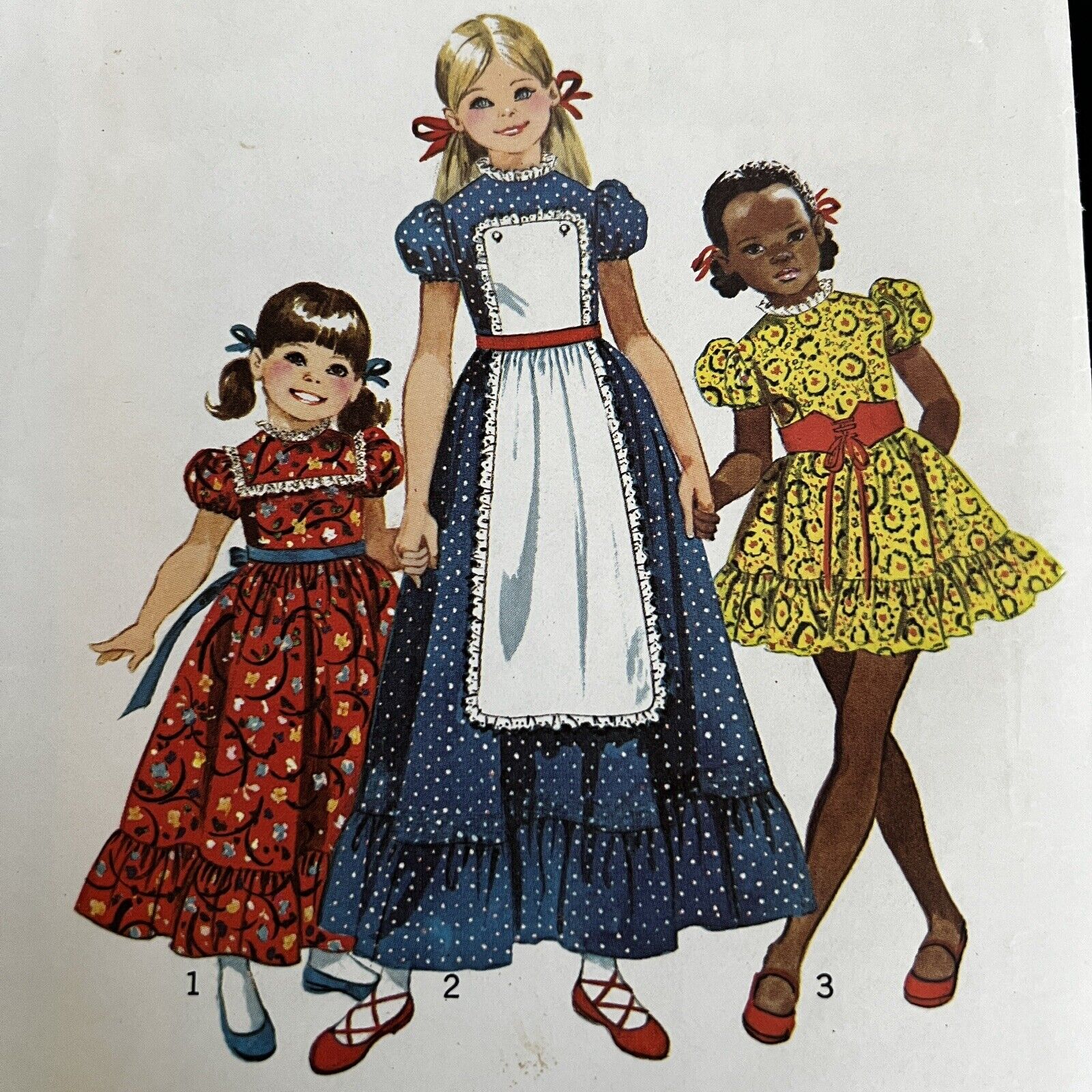 Vintage 1970s Simplicity 9732 Girls Cottagecore Dress Apron Sewing Pattern 6 CUT