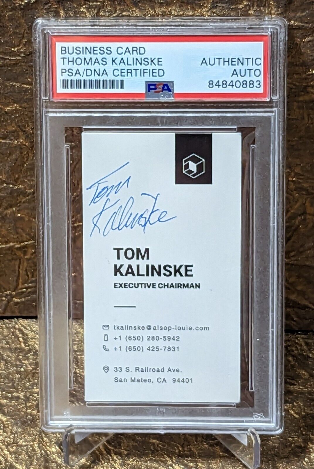 Tom Kalinske Autograph CEO Mattel Hot Wheels PSA/DNA Signed Business Card