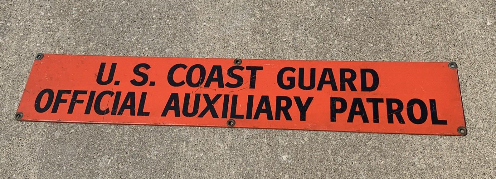 VINTAGE ORIGINAL DOUBLE SIDED US COAST GUARD OFFICIAL AUXILIARY PATROL SIGN 48\