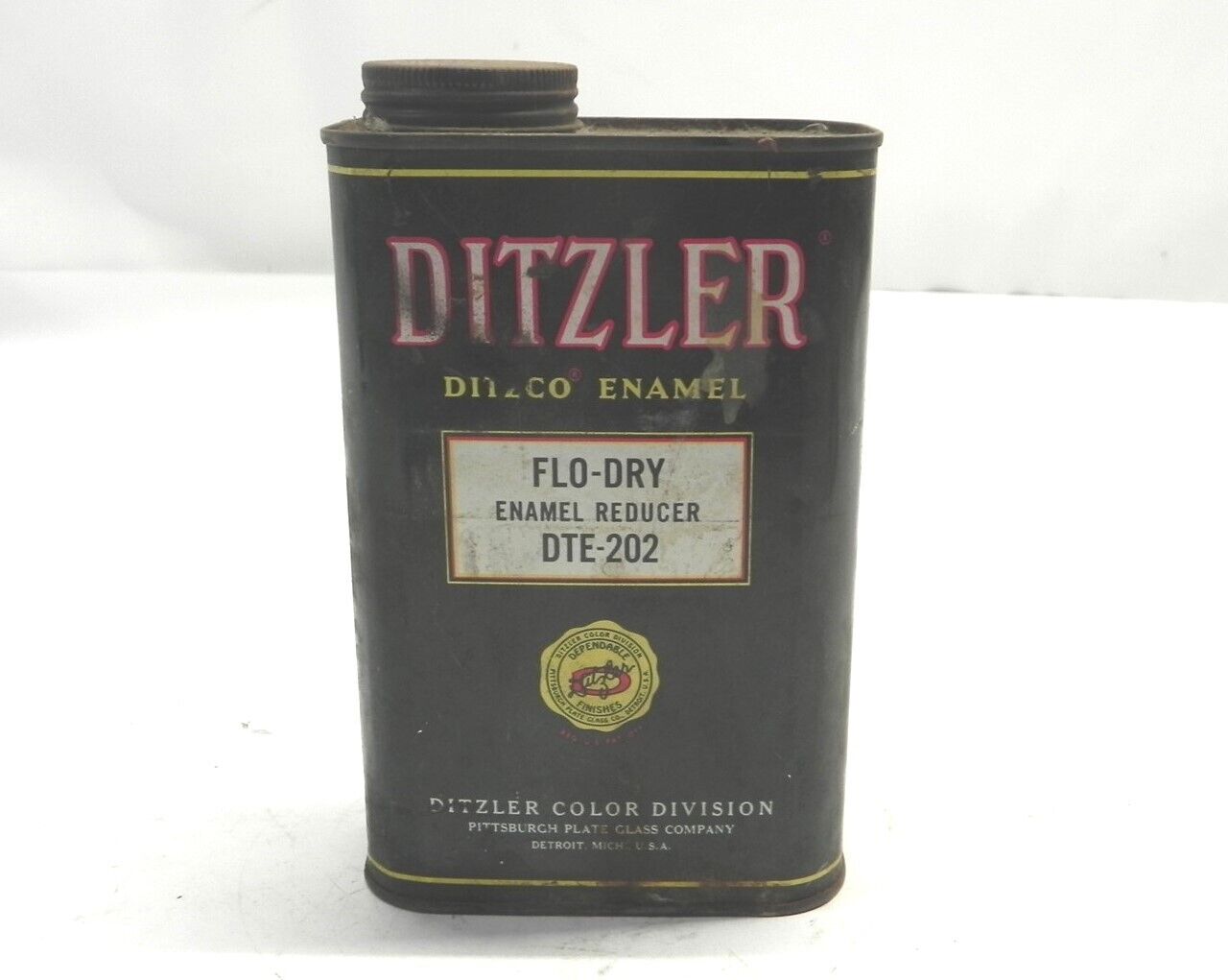 VINTAGE DITZLER FLO-DRY DTE-202 ENAMEL REDUCER 1/4 GALLON CAN EMPTY PRE-OWNED 